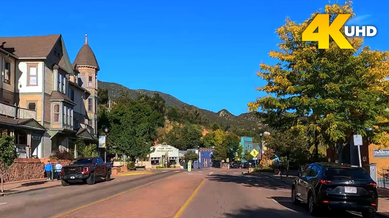 Driving Manitou Springs Colorado | Historic Streets & Mountain Scenery in 4K