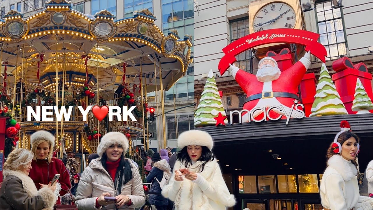 [4K]🇺🇸Christmas Eve in New York City🎄🎅🏻 Macy’s, Rockefeller ChristmasTree & Times Square✨Dec 2025