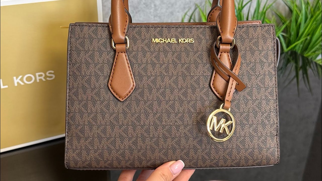 Распаковка сумки MICHAEL KORS Sheila Small Signature Logo Satchel (brown)