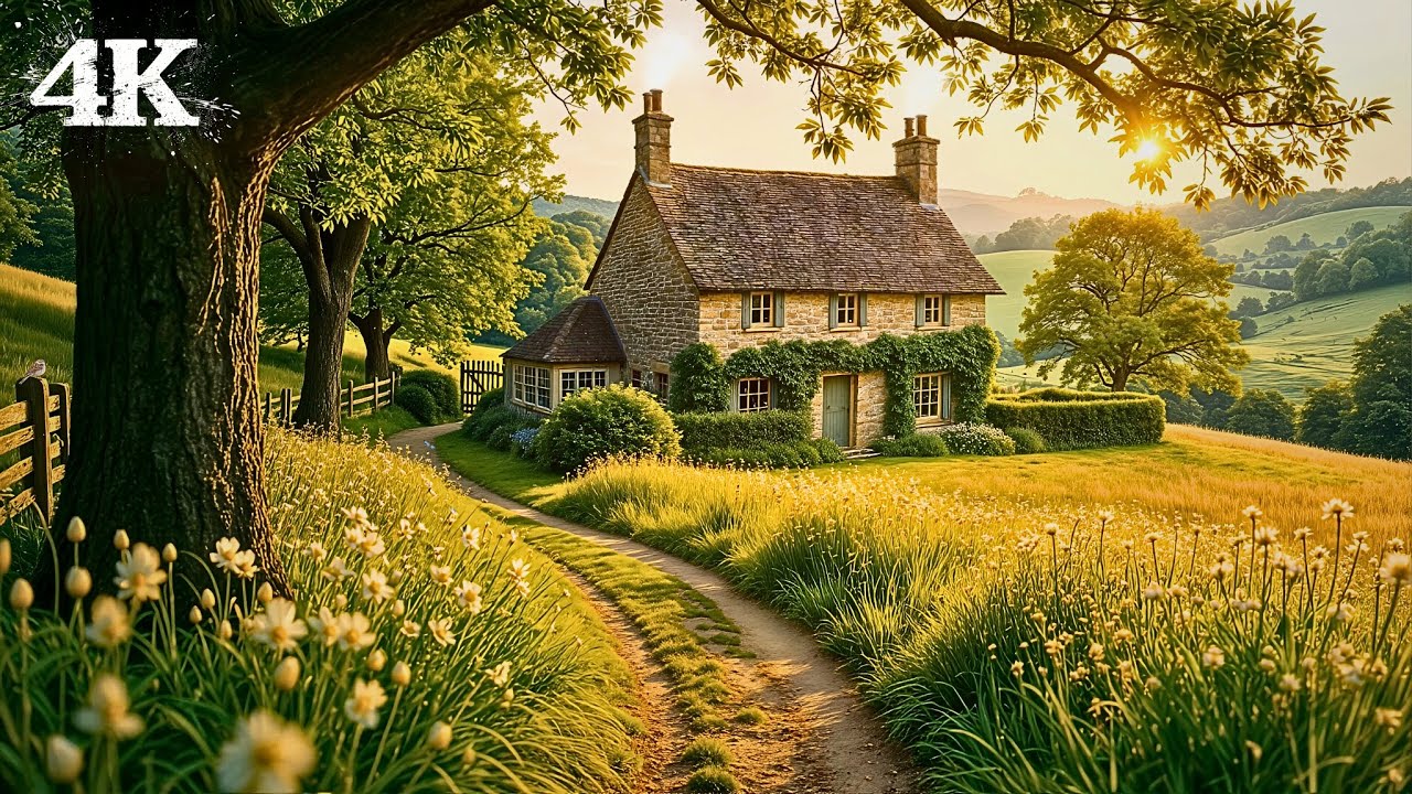 Serene Countryside Dream | Walk the Cottage Lane to Calm with Gentle Breezes & Songbirds