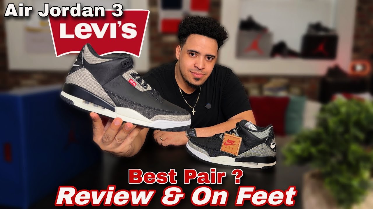 Air Jordan 3 x Levi's Black and White -Unboxing, Review  & Review 👣 