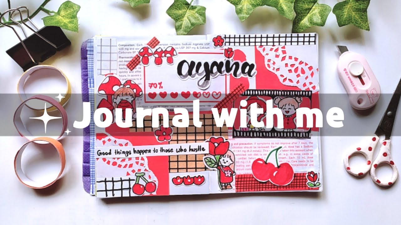(Day-3) Red journal ideas with homemade journal supplies - Journal with me
