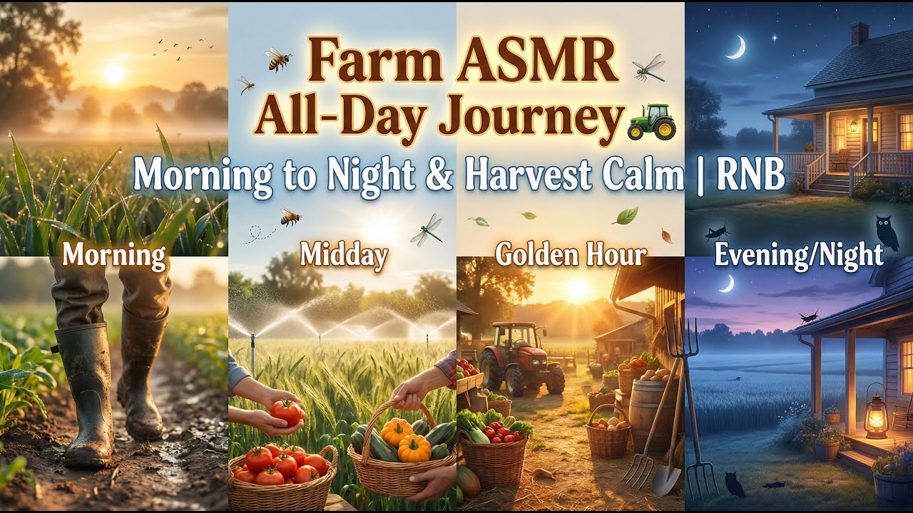 Farm ASMR All-Day Journey 🚜 Morning to Night & Harvest Calm | RNB