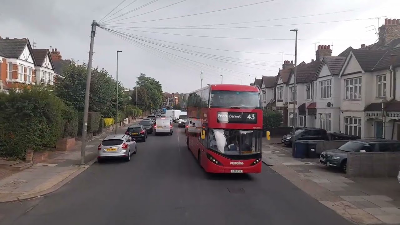 bus ride by Route 134 during heavy rain from north finchley to archway  London
