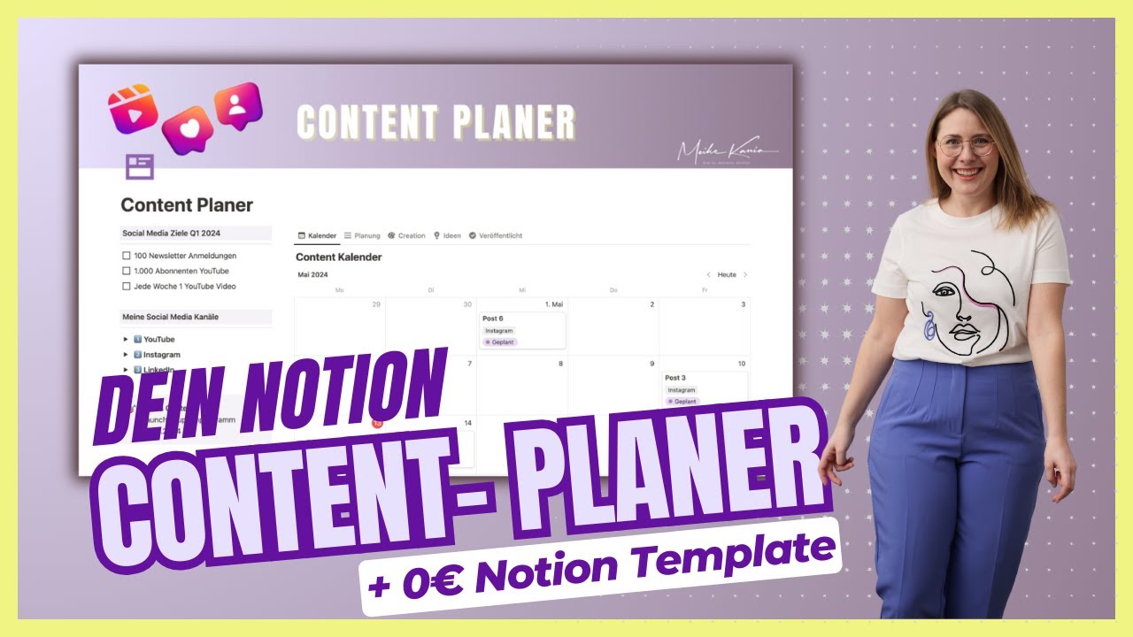 Dein Content und Social Media Planer 📆 in Notion + free Template 🎁 [Notion Tutorial deutsch]