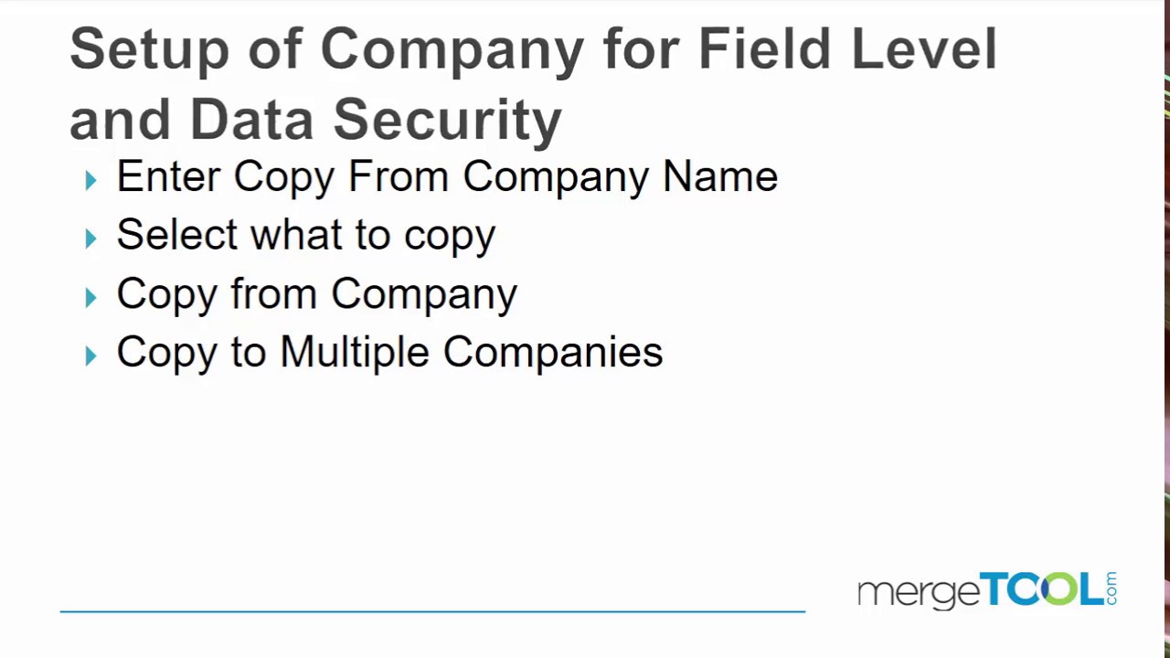 Setup Companies for Field level and Data Security