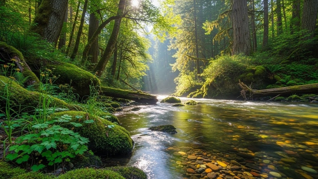 Forest Stream River 🌲🌊 Gentle Flowing Water for Sleep and Meditation #2588