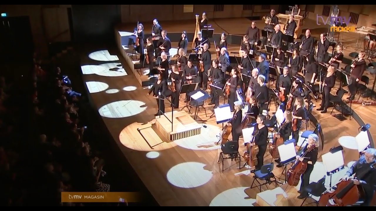 Portrait of conductor Maria Badstue with Malmö Symphony at Malmö Live.