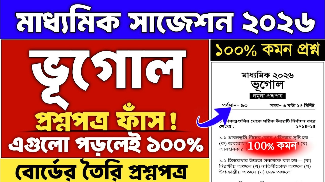Madhyamik Geography Suggestion 2026 | class 10 madhyamik 2026 geography suggestion