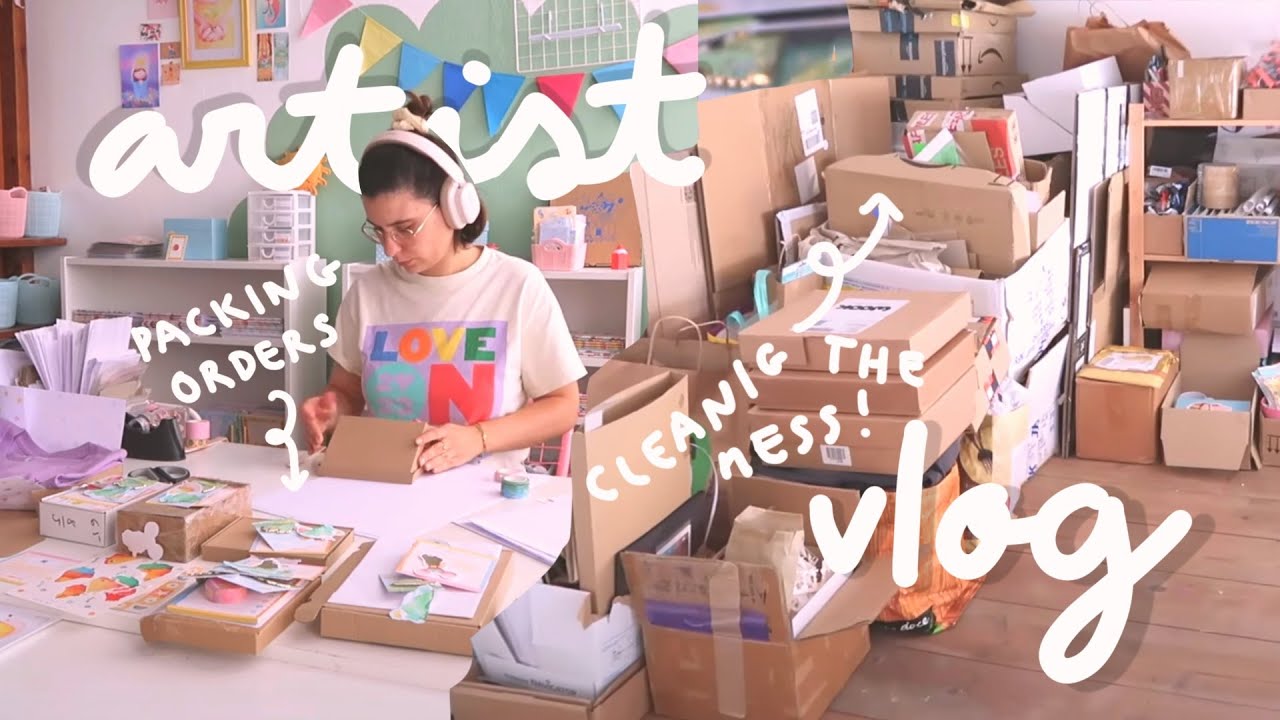 Cleaning the studio, packing orders & making earrings! ARTIST STUDIO VLOG