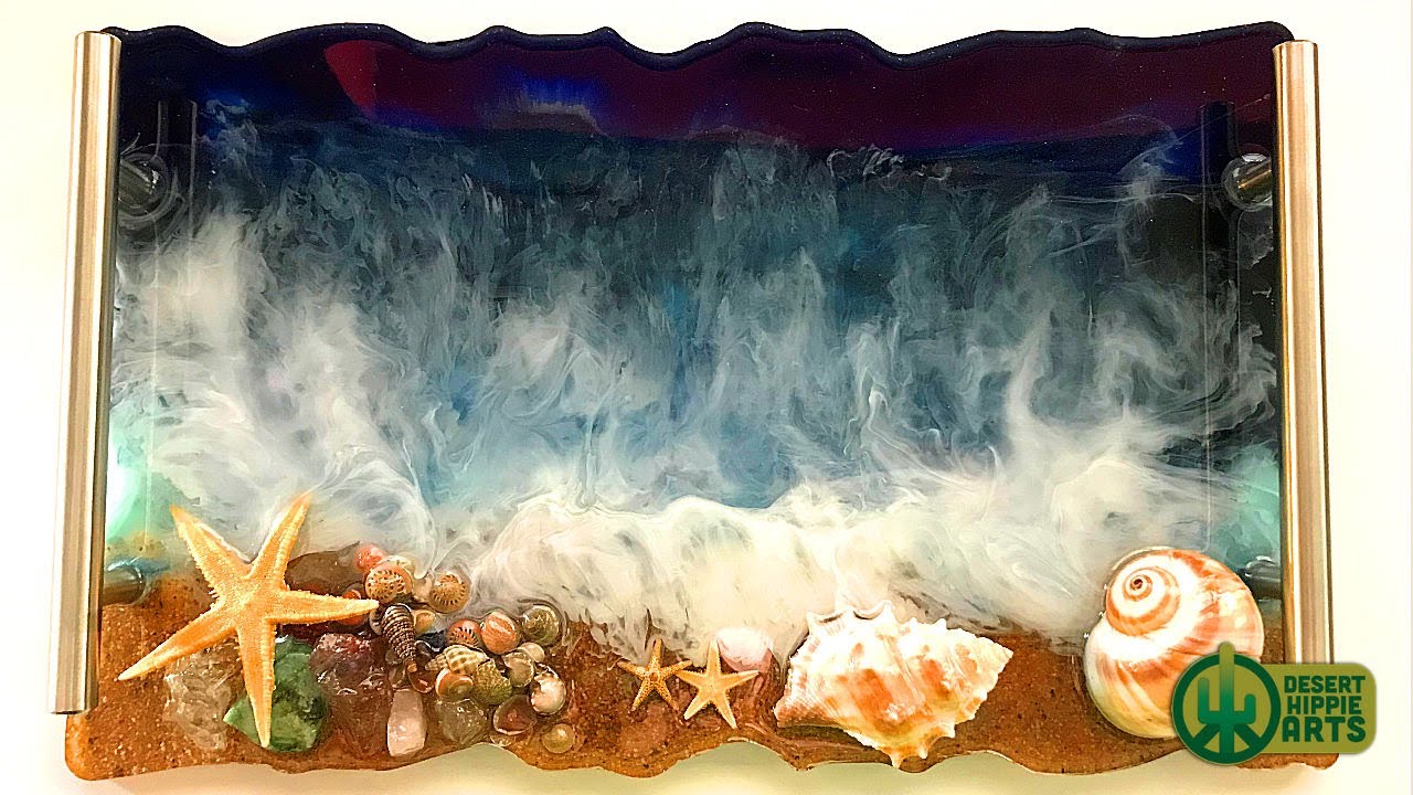 Resin Beach Tray with real Seashells & Sand!