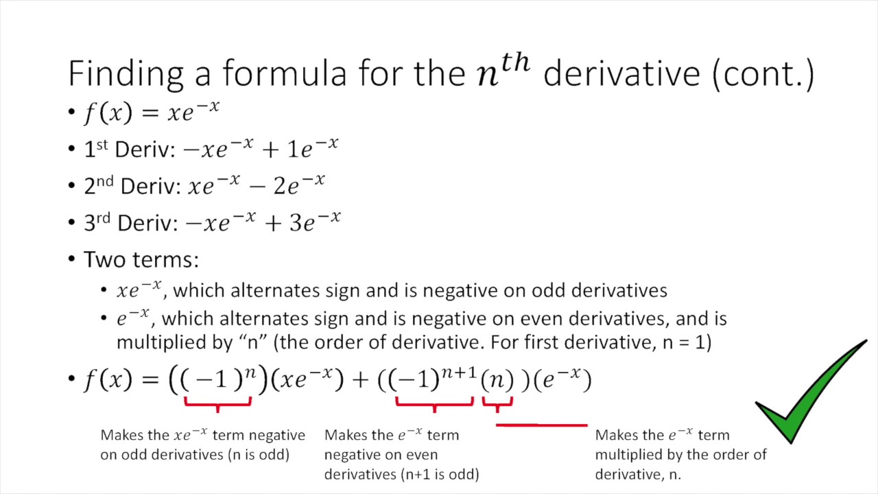 Calc I - Higher Derivatives and Formula for nth Derivative