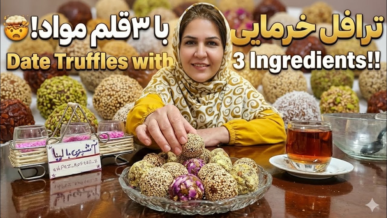 ترافل خرمایی بدون فر بدون همزن؟😋3-Ingredient Date Truffles That Melt in Your Mouth (No Oven!)☄️♻️❎️