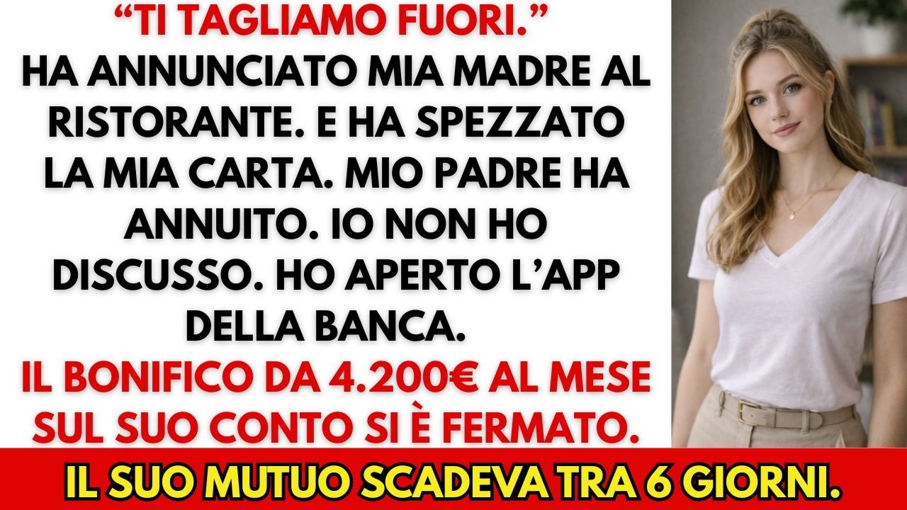 Mia madre ha bloccato la mia carta a cena. Peccato che pagasse tutto con i miei soldi.