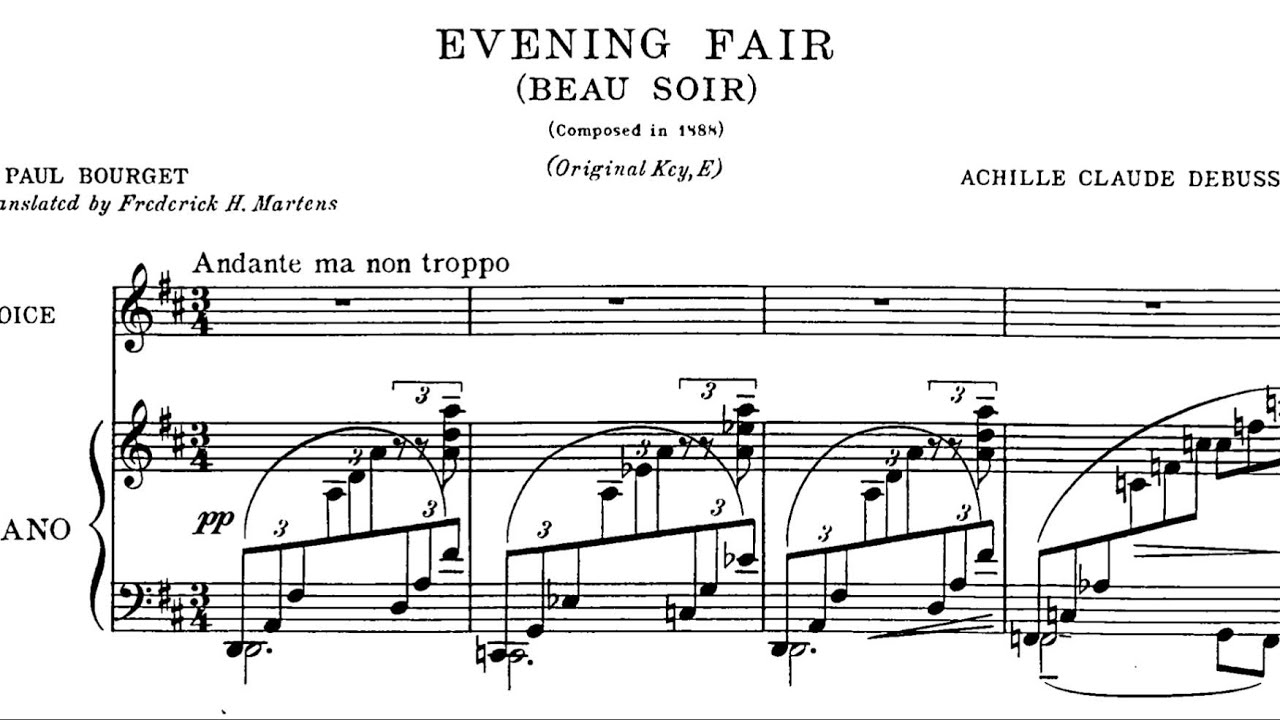 Beau soir (D Major), Claude Debussy, Piano Accompaniment.
