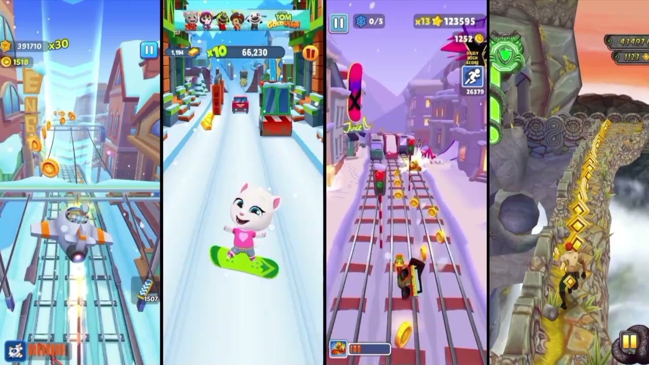 ⚡Subway princess runner 🆚 talking tom gold run 🆚 Subway surfers 🆚 Temple run gameplay 🔥❤️🏃🏼‍♀️