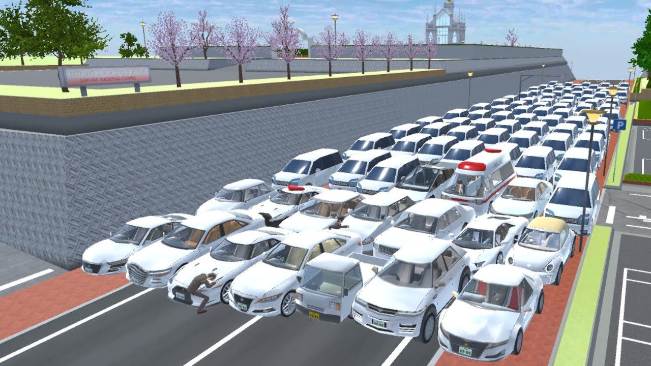 SAKURA ALL WHITE COLOUR CARS COLLECTION 😱 AT SAKURA CAR GREECE ROAD 😨🤍|SAKURA SCHOOL SIMULATOR#video