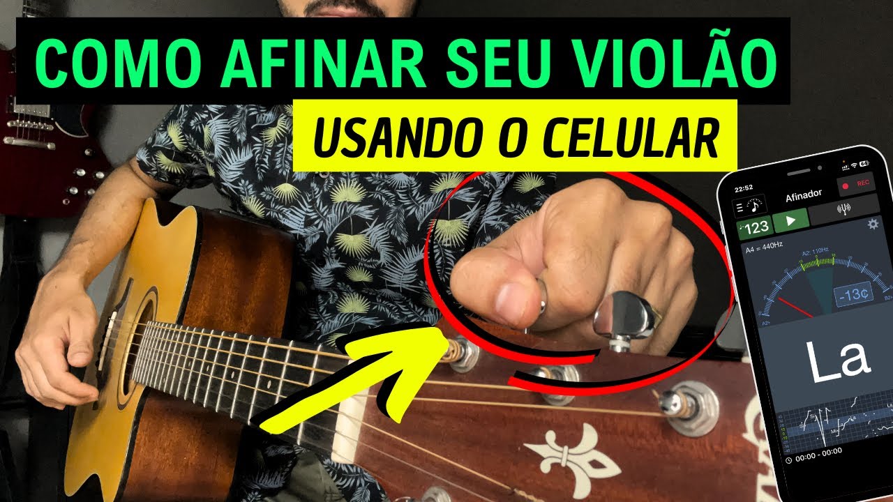 COMO AFINAR O VIOLÃO COM APLICATIVO (RÁPIDO E FÁCIL)