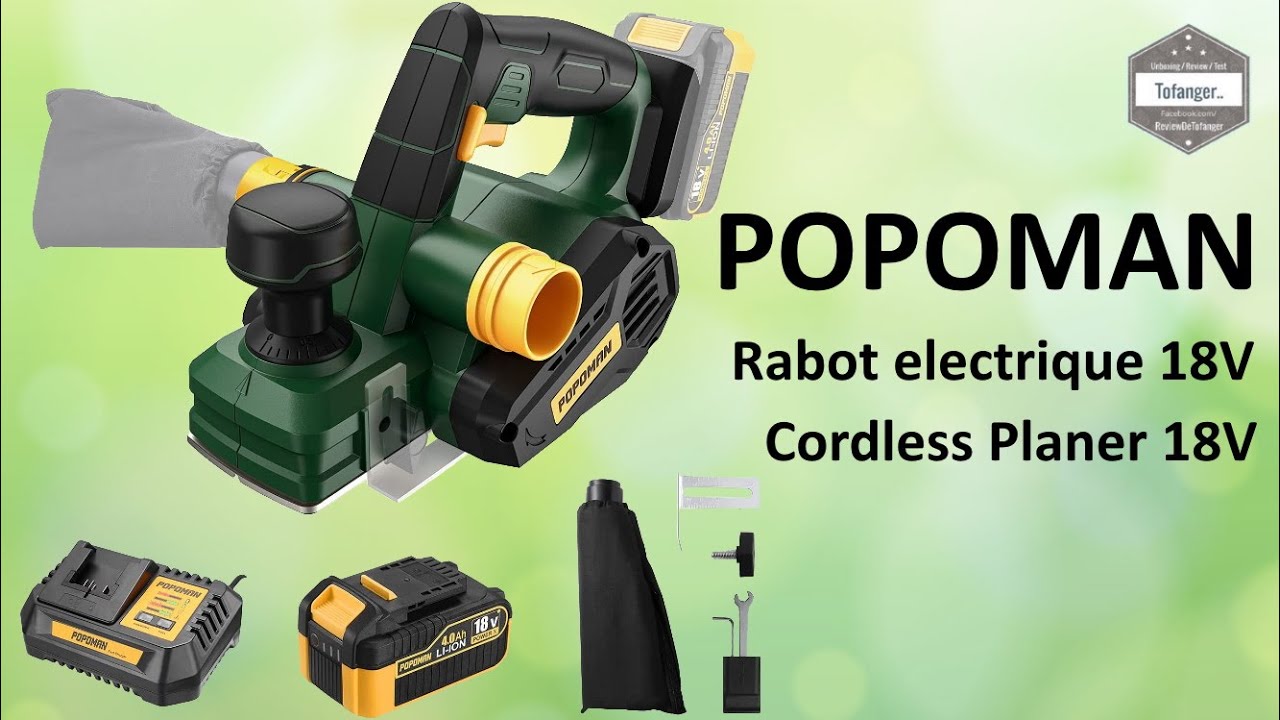 POPOMAN Аккумуляторный строгальный станок - Аккумуляторный строгальный станок Popoman - 18V 4Ah