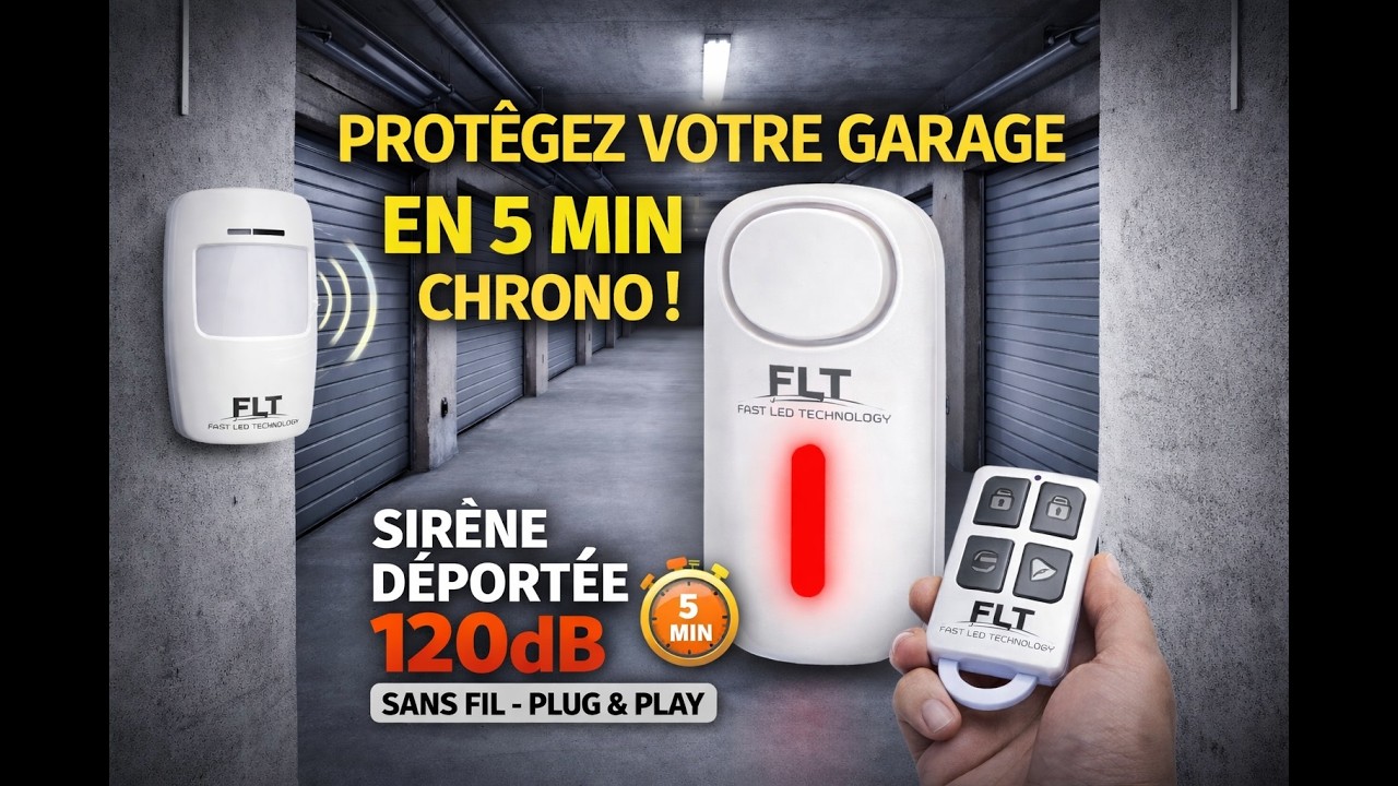 Protéger efficacement votre garage sans électricité - Alarme sans fil puissante 2x 120 Décibels !!!