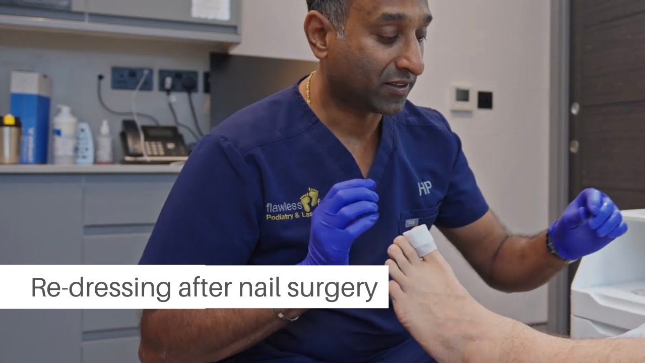 Re-dressing after ingrown toenail surgery at Flawless Feet London