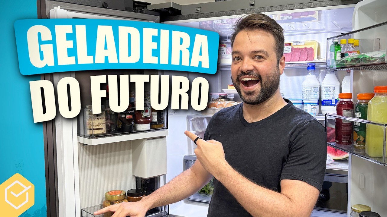 MINHA nova GELADEIRA tem TELA e CAMERA INTELIGENTE!! // SAMSUNG BESPOKE AI RM90