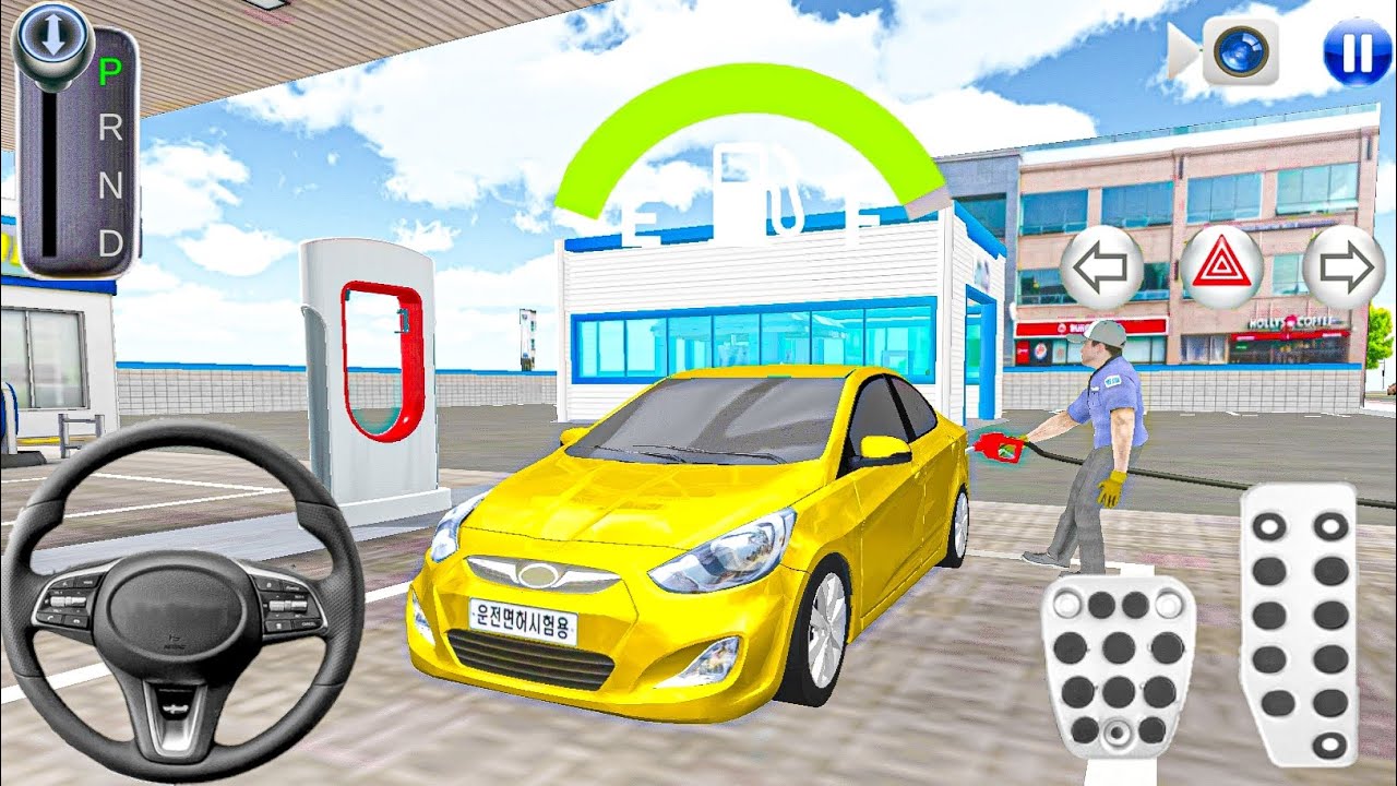 Gold Verna Car For Refueling And Washing - 3D Driving Class Gameplay | Car Games Android 