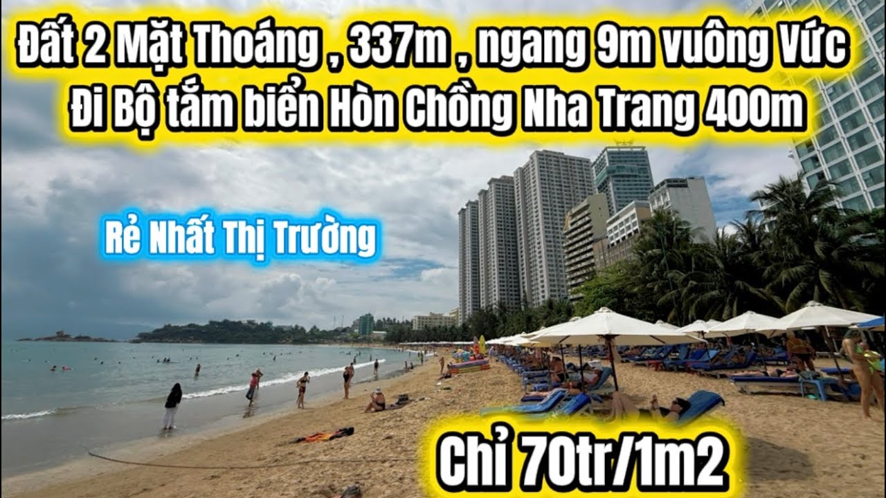 💥 Giảm mạnh 1 tỷ lô đất 2 mặt thoáng , đi bộ tắm biển Hòn Chồng 350m , ngang 9m vuông vức đẹp
