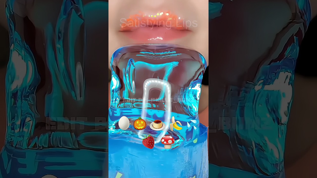 [ASMR] eating emoji 🍮💦 credits:&lrm;&lrm; @SatisfyingLips || close req || #eatingsounds #asmremoji
