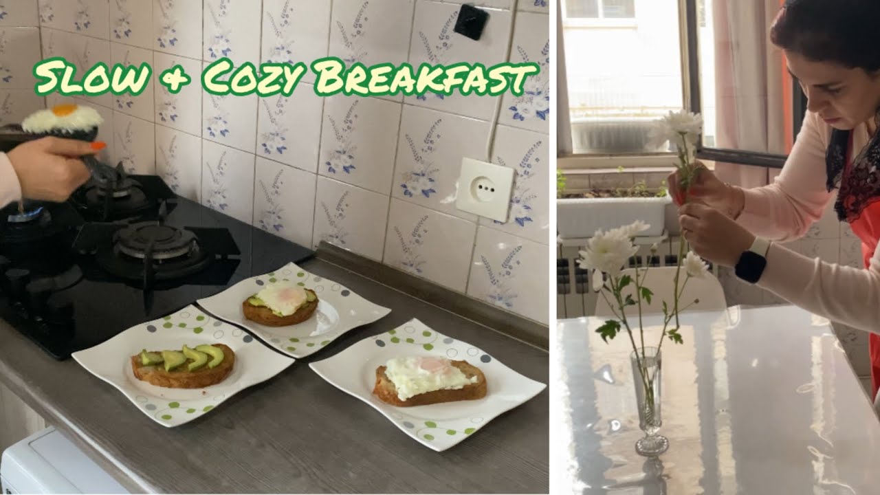 ‏Quiet Morning Routine | Fried Eggs, Avocado Toast & Fresh Flowers 🌿🍳