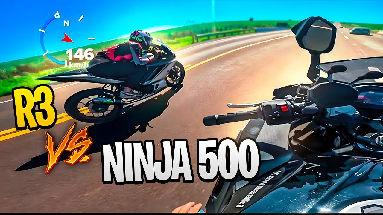 Ninja 500 Vs R3 - R3 veio no vacu e quis passa 😱