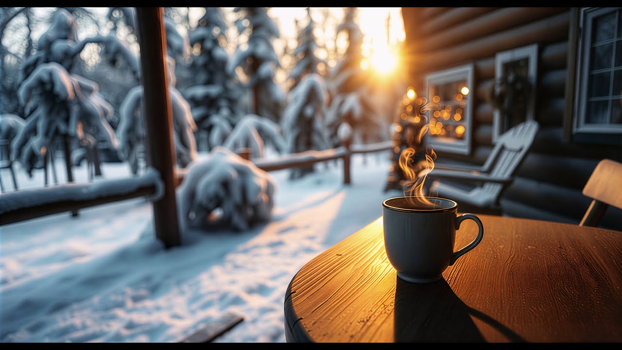🔴 LIVE Cozy Snowy Cabin Morning ☕❄️ Relaxing Coffee Ambience for Focus & Calm