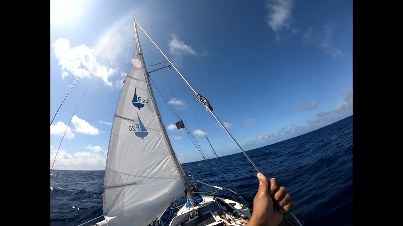 Flicka 20 - Beam On - Reefed Down - Southeast Trades