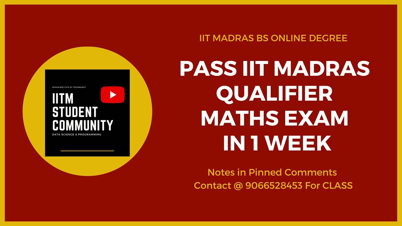 PASS IIT Madras QUALIFIER in ONE Week with THIS Maths Class 1! Week 1 #iitmadras #qualifierexam