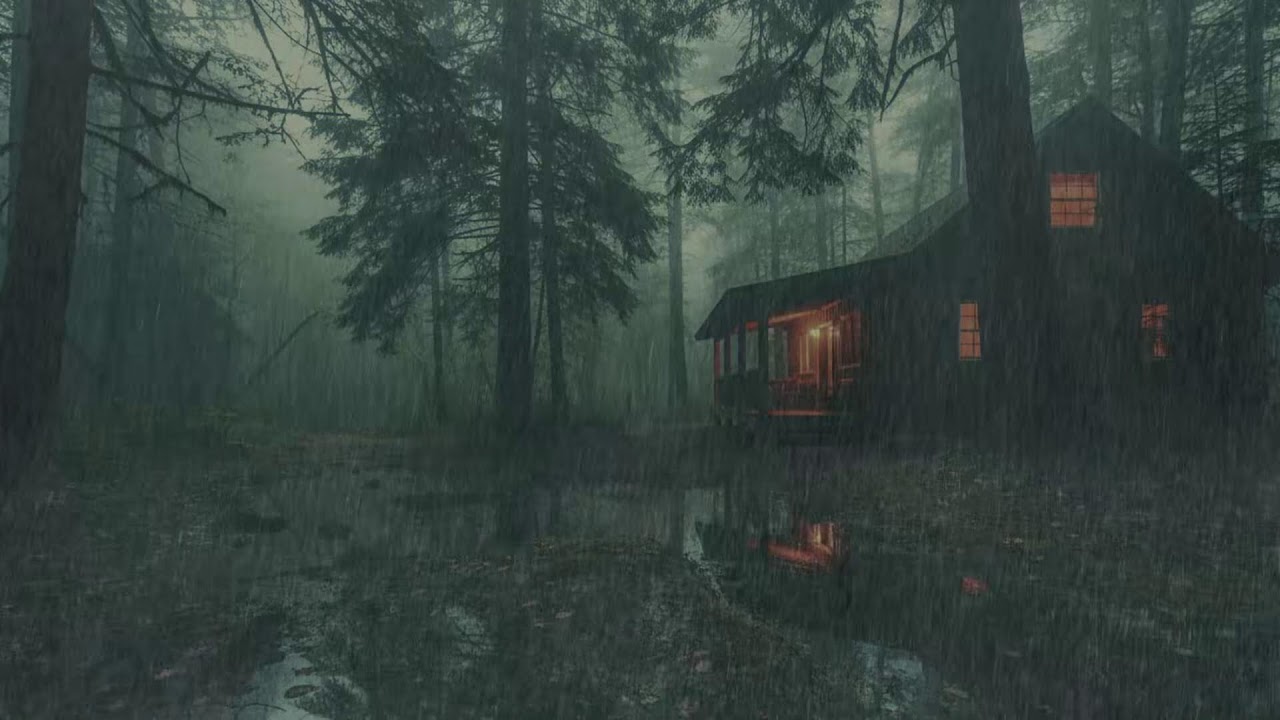 Dark Forest Night Cabin | Rain Sounds for Calm Sleep