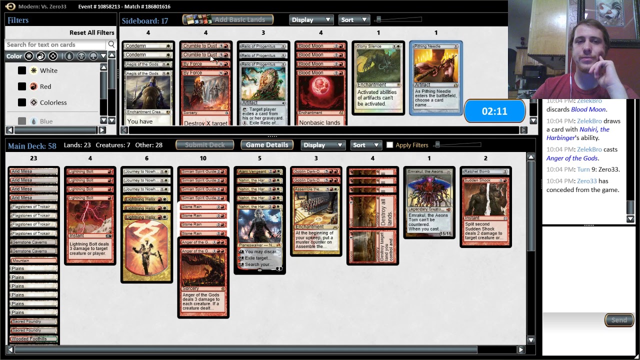 MATCH 3 MODERN RED WHITE CONTROL VS Boros humans