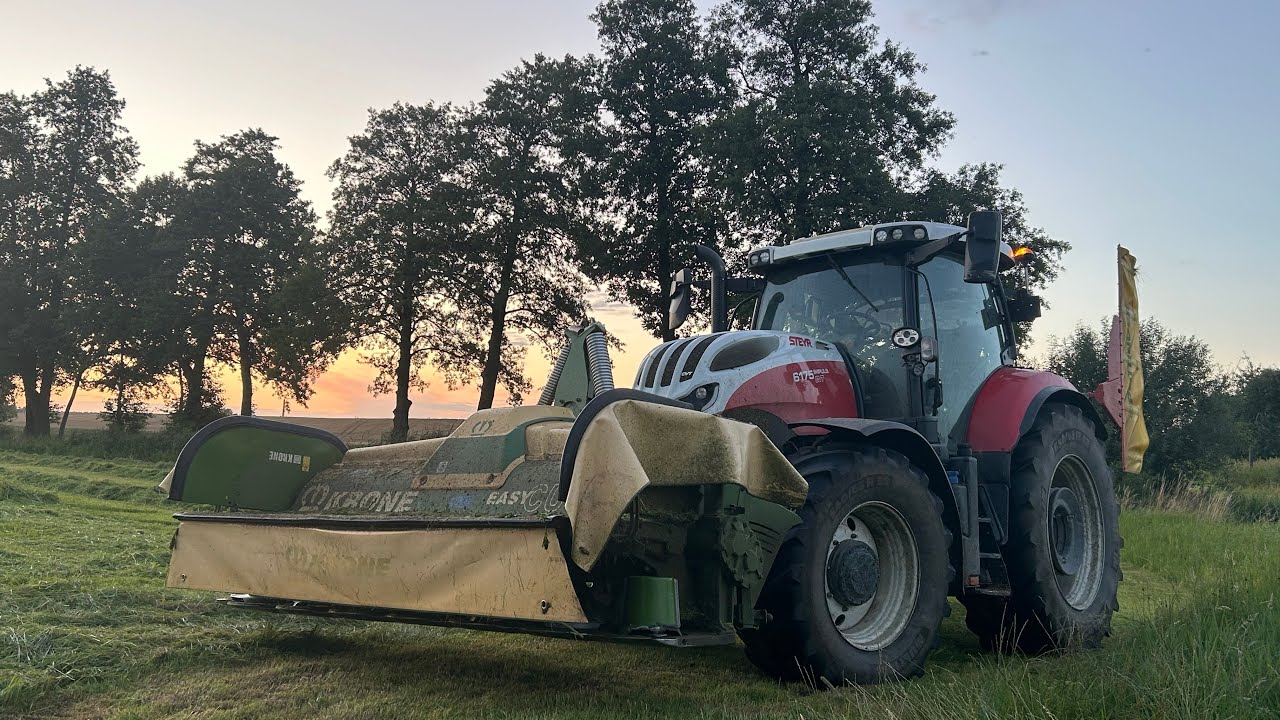 Koszenie traw U.R.Maleszka na zachodzie😍!Steyr 6175Impuls CVT🔥