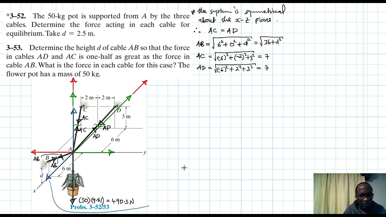 3–52, 3–53 Equilibrium of a Particle (Chapter 3: Hibbeler Statics) Benam Academy