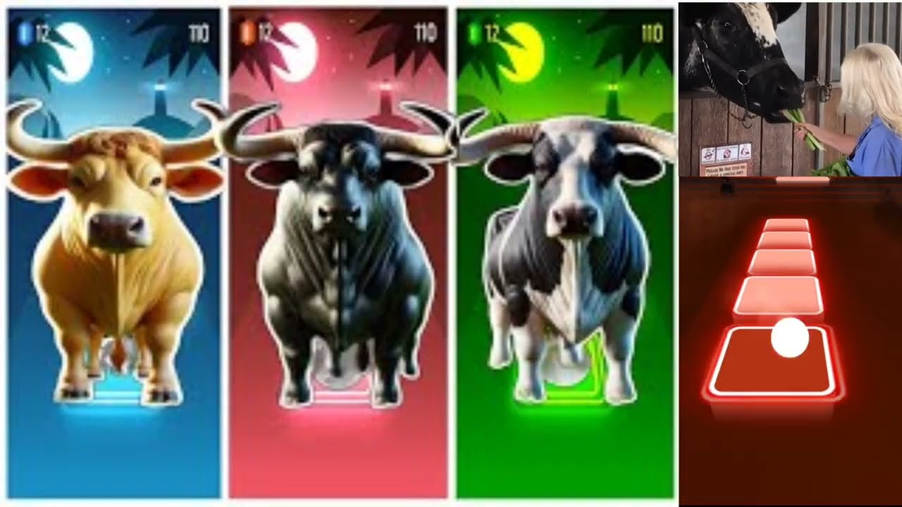 Funny Сow🐄🆚Funny Bull🐃🆚Funny Buffalo🐃🆚Funny Calf🐂🔴Tiles Hop EDM Rush #tileshopedmrush #rhythmgame
