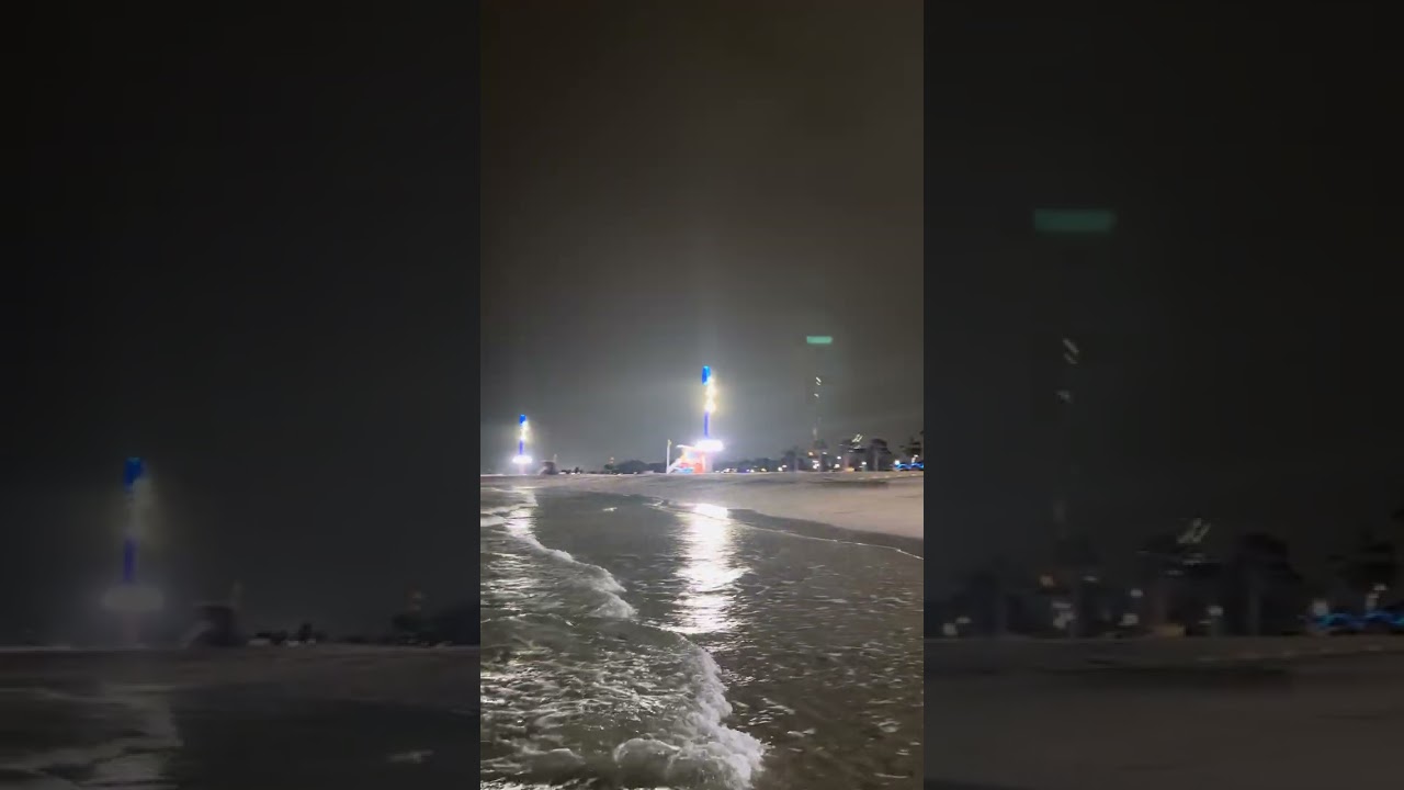 Relaxing beach side in dubai kite beach with windy weather 