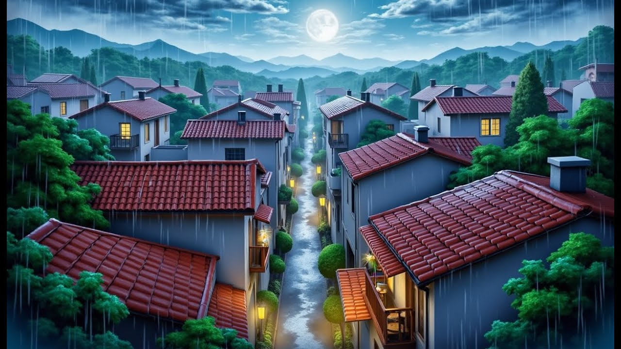“A Soft Rain Falling Over the City | Ghibli Anime Relaxing Background”