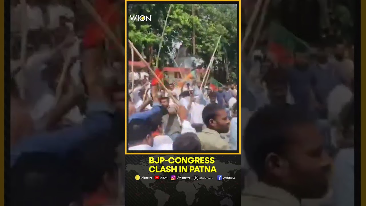 BJP Workers Demonstrate in Front of Cong Headquarters in Patna, Clash Erupts | WION Shorts