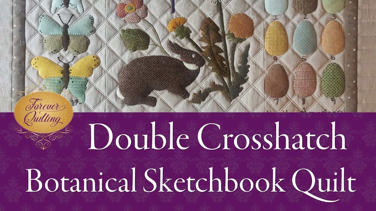 How to quilt Double Crosshatch with stencils - Botanical Sketchbook quilt