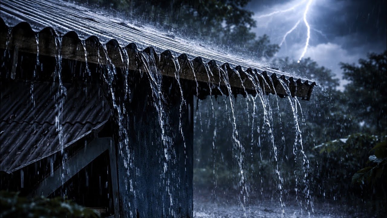 Звуки сильного дождя для сна 🌧️ Непрерывный дождь на крыше | Мгновенное засыпание