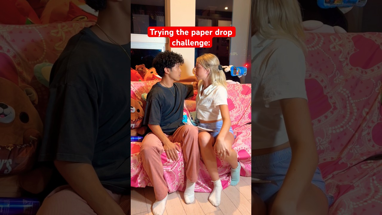 Paper Drop Challenge With My Crush:😳 #shorts
