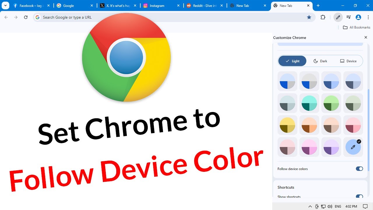 How to Set Google Chrome to Follow Device Color?