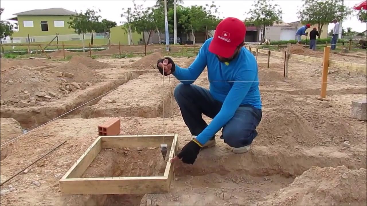 LOCALIZAÇÃO DA SAPATA USANDO O PRUMO DE CENTRO E GABARITO