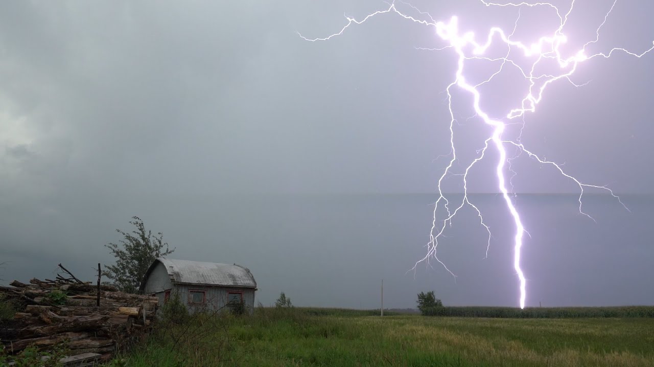 Close lightning strike with AWESOME clap of thunder!