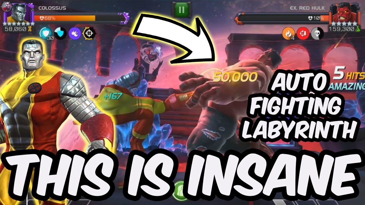 Auto Fighting Labyrinth of Legends With 7 Star Colossus - Marvel Contest of Champions