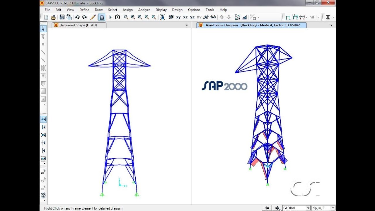 SAP2000 - 27 Buckling Factors and Modes: Watch & Learn